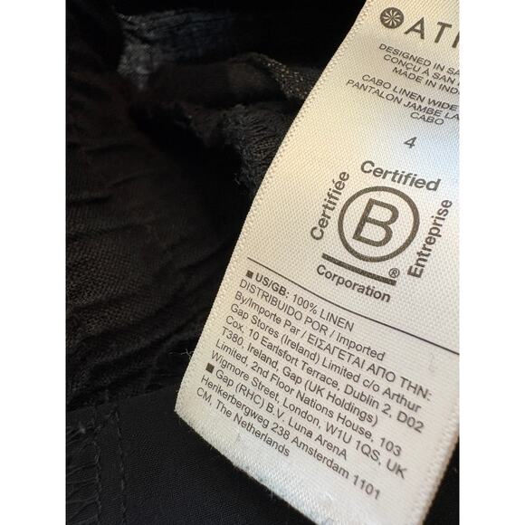Athleta Black Linen Drawstring Pant w Zipper Pockets Size 2 - Picture 3 of 4